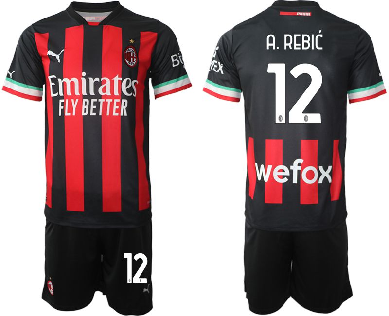 Men 2022-2023 Club Ac Milan home black #12 Soccer Jersey